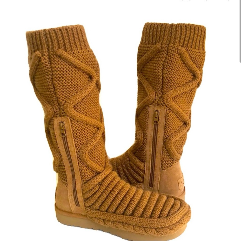 NIB UGG CLASSIC TALL CHUNKY KNIT CHESTNUT CARDY BOOT WINTER RARE SOLD OUT
